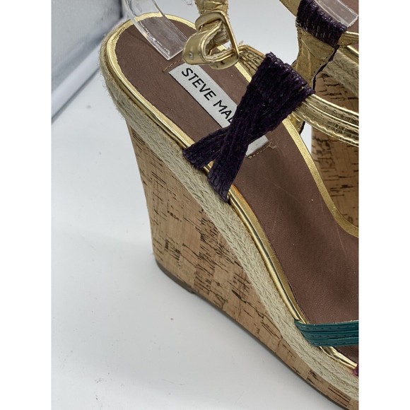 Steve Madden Multi Color  Platform Sandal Wedge Shoes Size 11 M - Picture 5 of 7